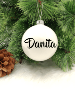 Personalised with Font Name Danita - 8cm Glass Bauble