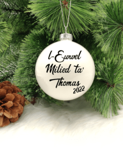 L-Ewwel Milied ta' ... Personalised with Name - 8cm Glass Bauble