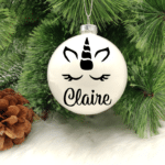 Character Unicorn Personalised with Name - 8cm Glass Bauble