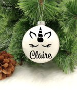 Character Unicorn Personalised with Name - 8cm Glass Bauble