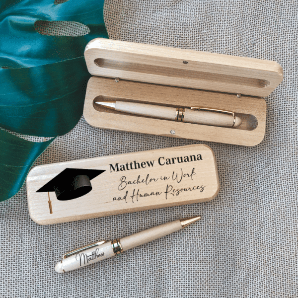 Graduation - Personalised Wooden Pen + Case