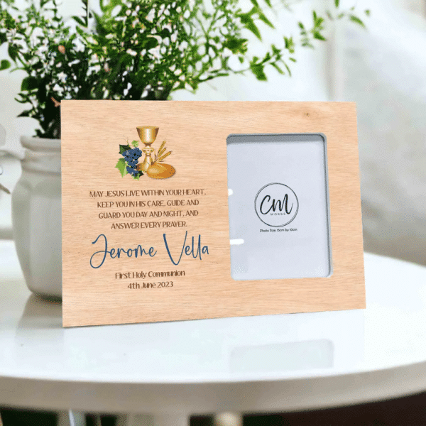 Holy Communion Natural Frame With Golden Chalice
