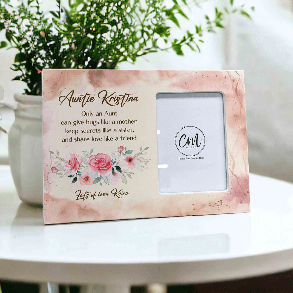 Watercolour-Wooden-Frame.png Auntie Personalised Watercolour Wooden Frame - Image 1