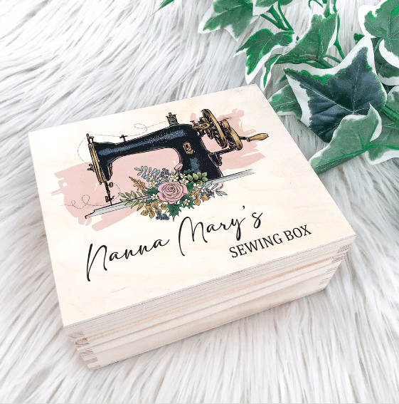 Personalised Black Sewing Box