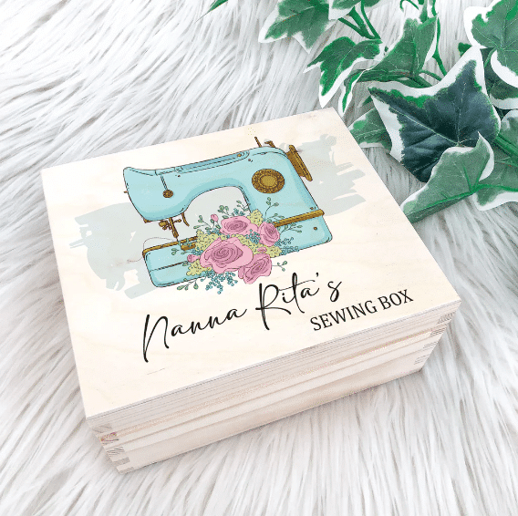 Personalised Blue Sewing Box