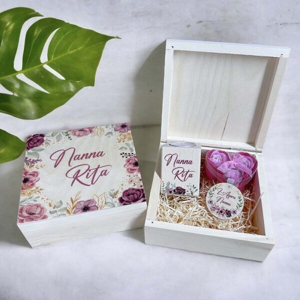Floral Personalised Wooden Box Set