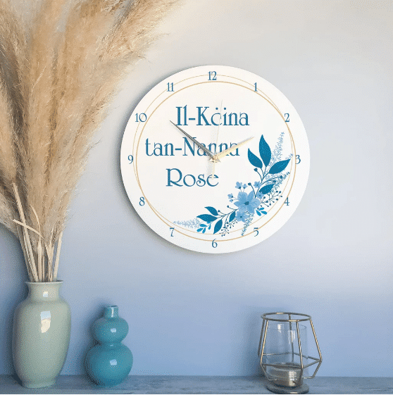 Il-Kċina...  - Personalised Blue Clock