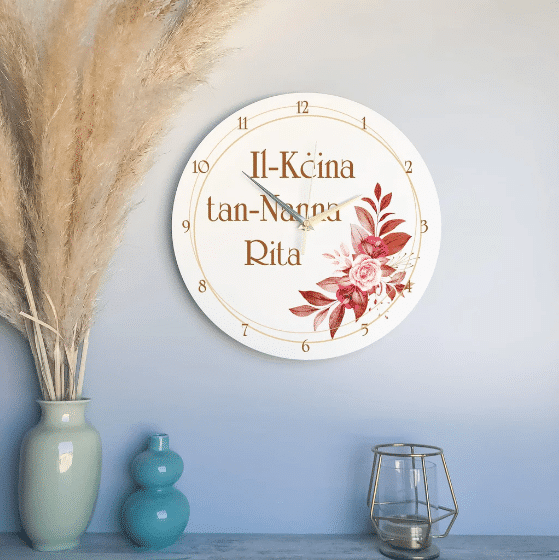 Il-Kċina ... - Personalised Maroon & Gold Clock