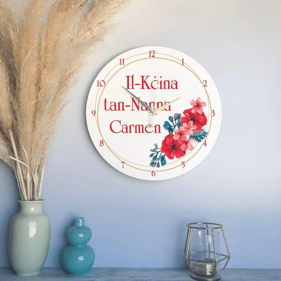 Il-Kċina ... - Personalised Red Clock