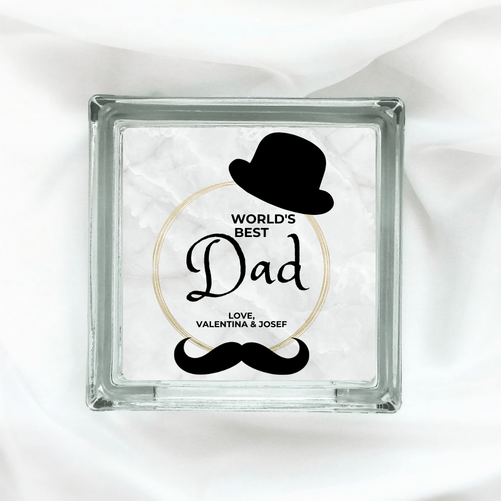 21.png World's Best Dad - Personalised Glass Block - Image 1