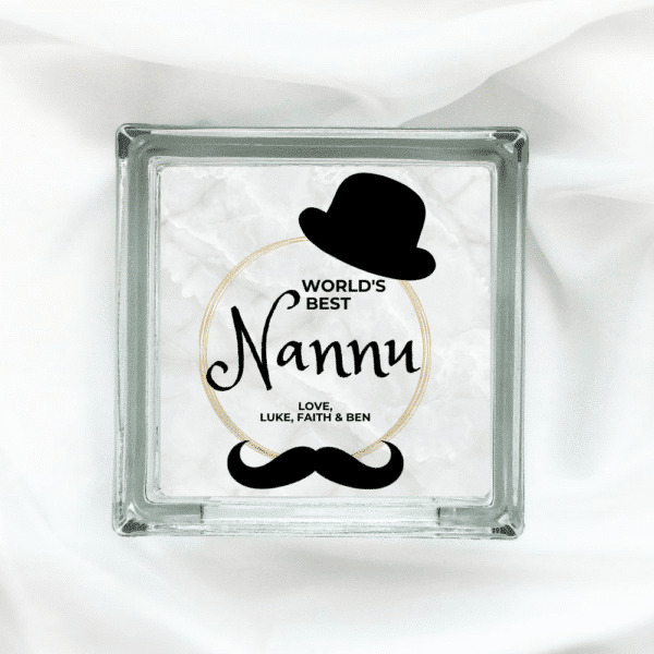 World's Best Nannu - Personalised Glass Block