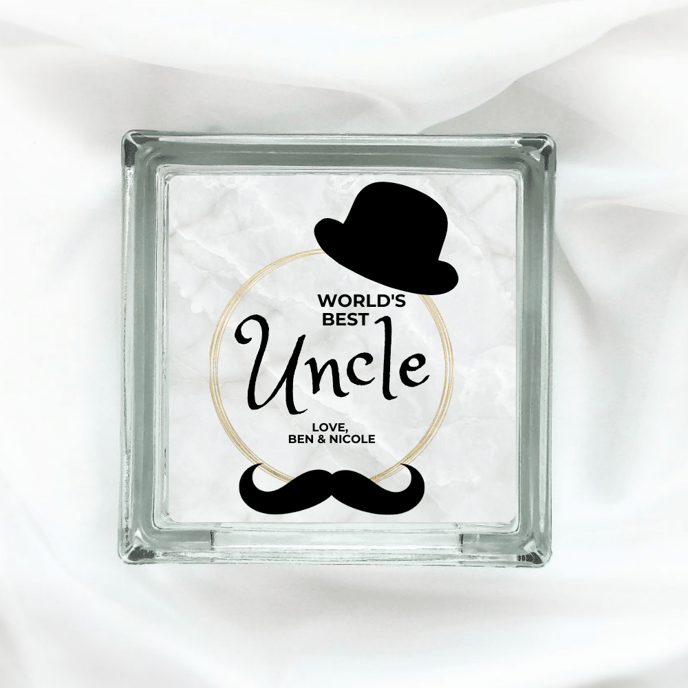 23.png World's Best Uncle - Personalised Glass Block - Image 1
