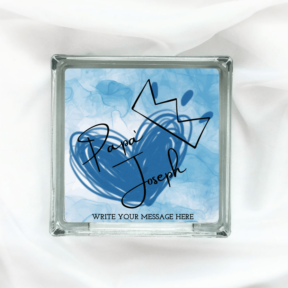 29.png Crowned Papa - Personalised Glass Block - Image 1