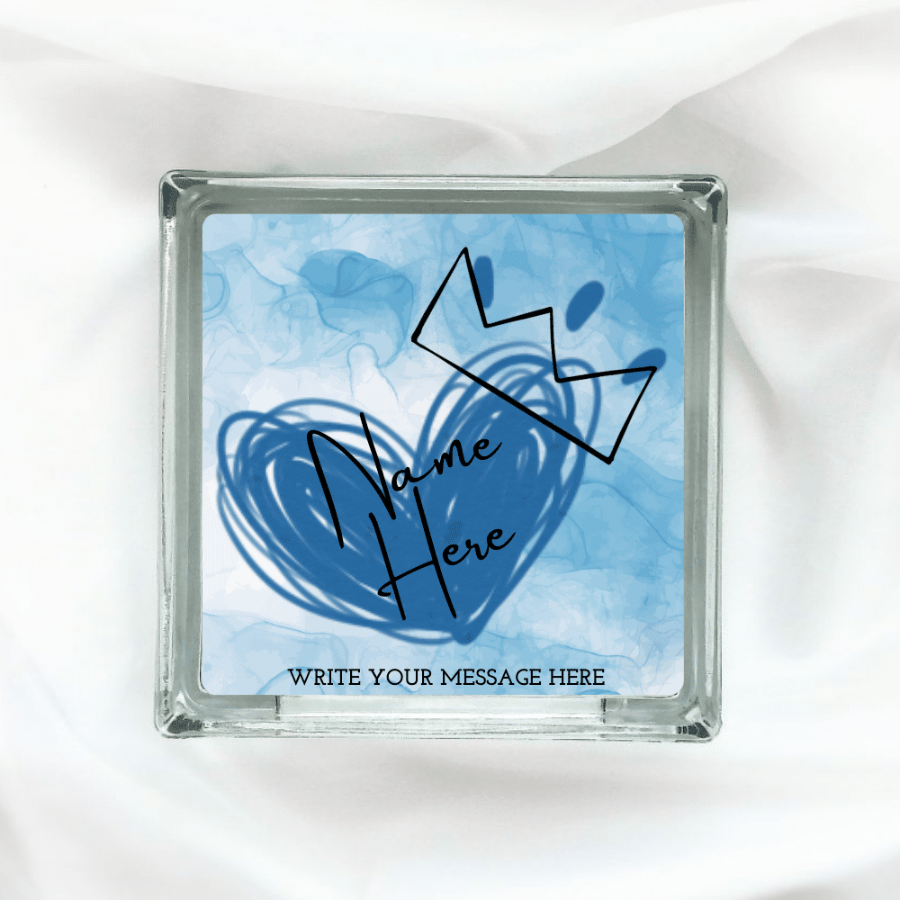 32.png Crowned - Personalised Glass Block - Image 1