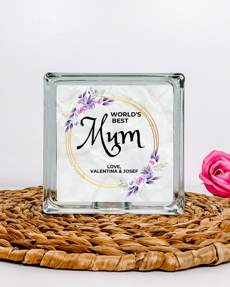50-1.png World's Best Mother - Personalised Glass Block - Image 1