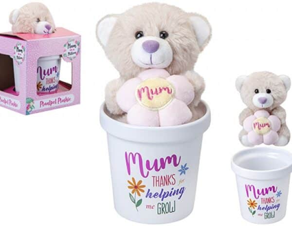 Mum Plush Bear In Ceramic Flowerpot