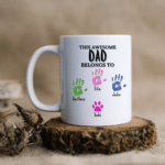 This Dad Belongs To... - Personalised Hand Print Mug
