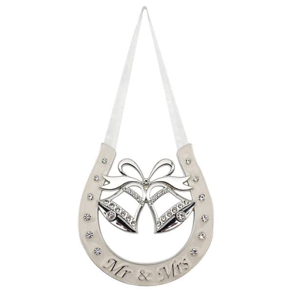 Wedding Bells Mr & Mrs - Silver Plated Horse Shoe Lucky Charm