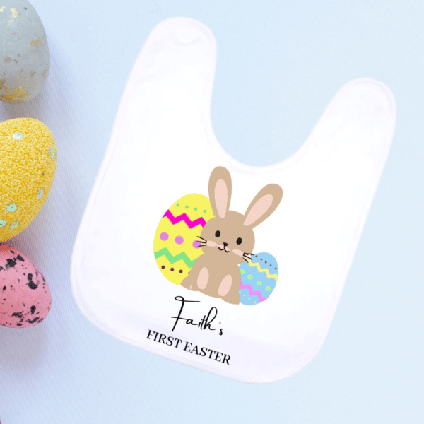 Pink Easter Bunny - Personalised Bib