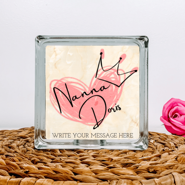 Crowned Nanna - Personalised Glass Block