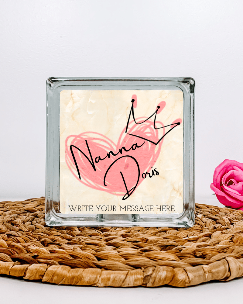 25.png Crowned Nanna - Personalised Glass Block - Image 1