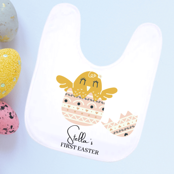 Pink Easter Chick - Personalised Bib