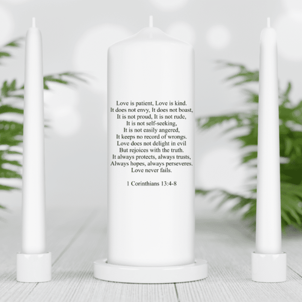 Personalised English Unity Candle Set - Ivory Candles - Image 7