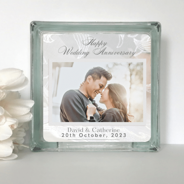 Wedding Anniversary - Personalised Photo Glass Block