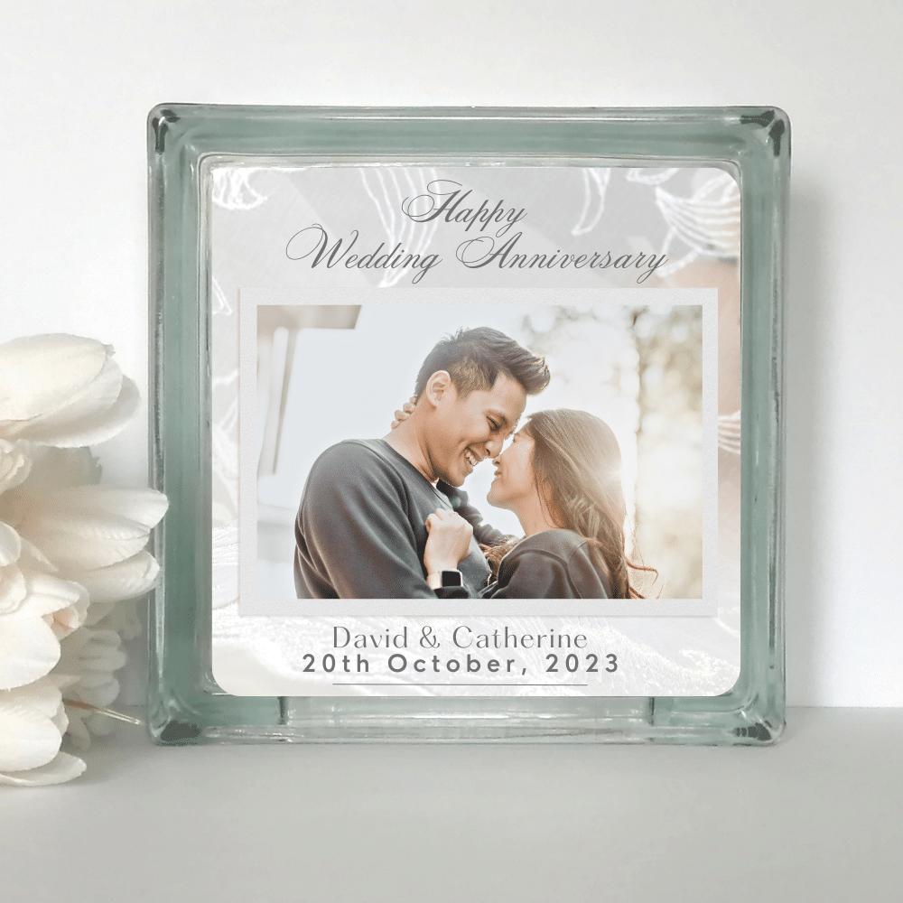 1-2.png Wedding Anniversary - Personalised Photo Glass Block - Image 1
