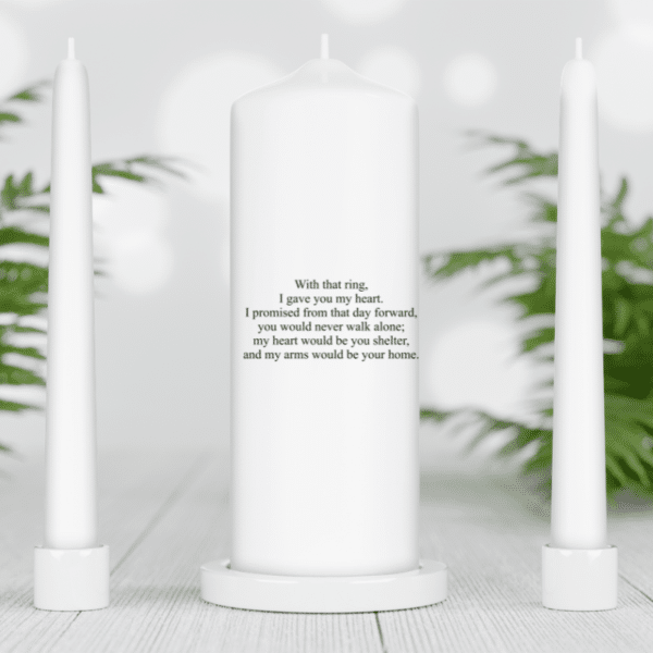 Personalised English Unity Candle Set - White Candles - Image 9