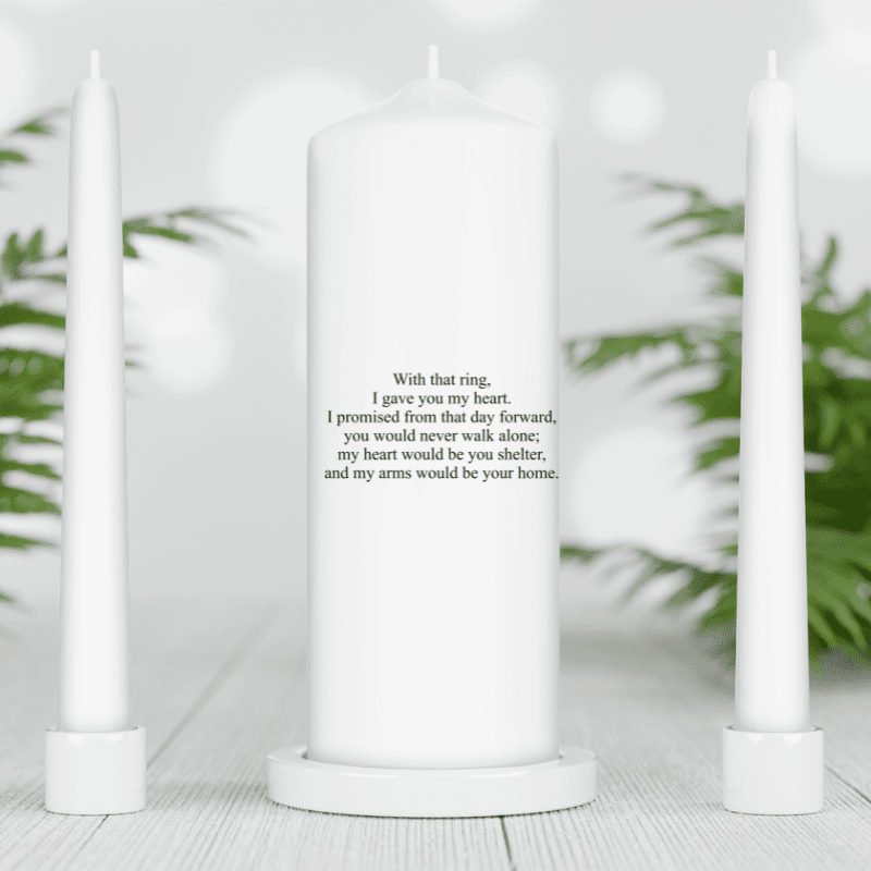Personalised English Unity Candle Set - White Candles - Image 9