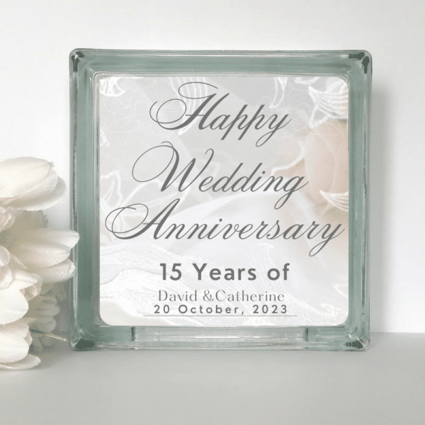 Wedding Anniversary - Personalised Glass Block