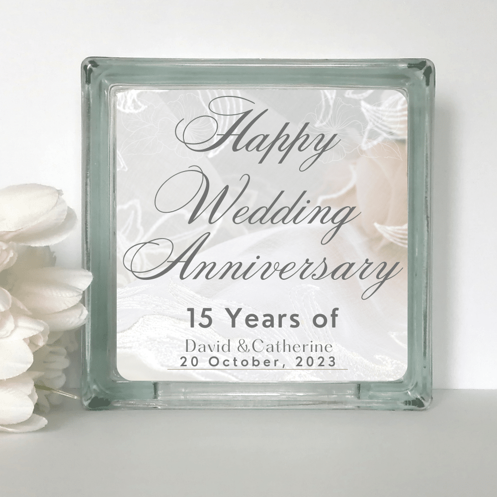 Wedding Anniversary - Personalised Glass Block