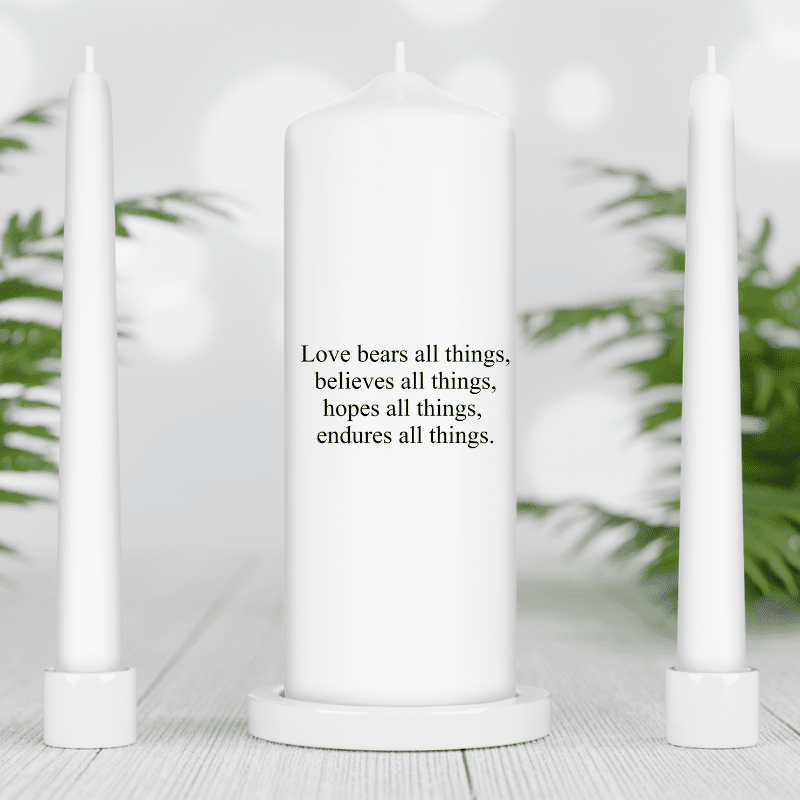 Personalised English Unity Candle Set - White Candles