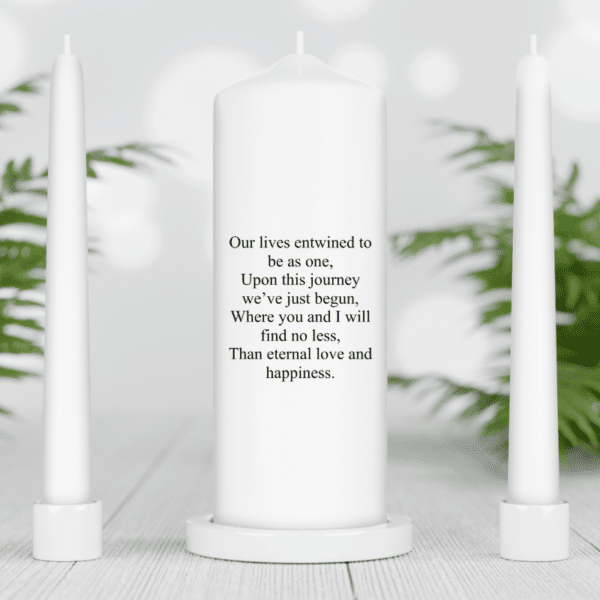 Personalised English Unity Candle Set - White Candles - Image 3