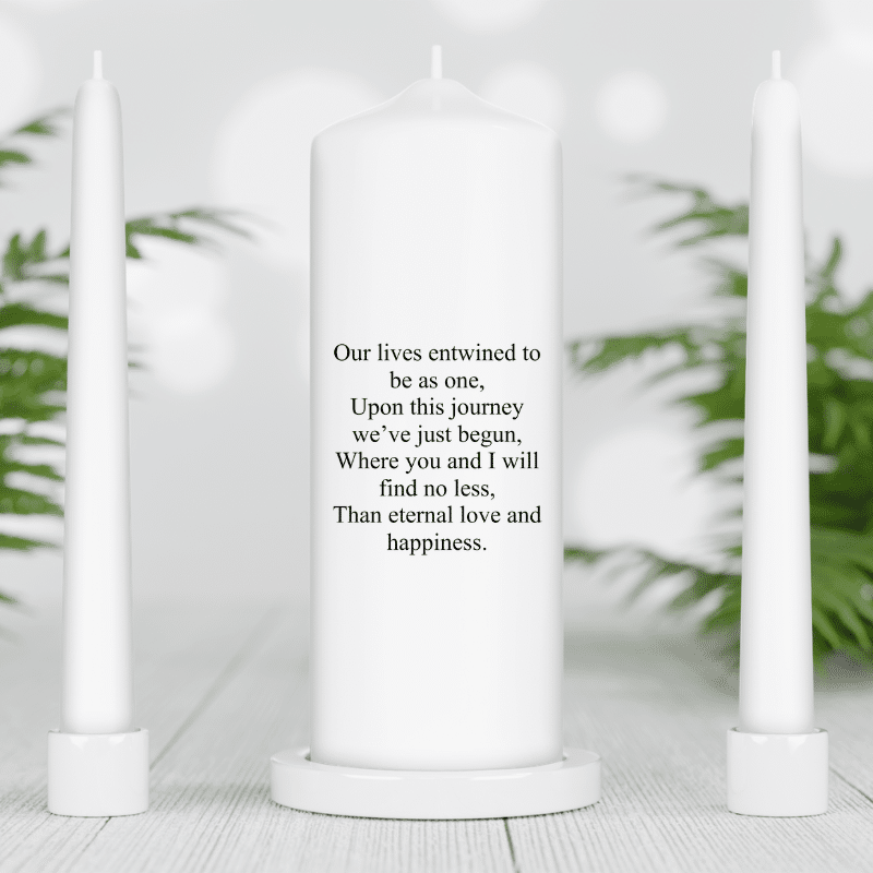Personalised English Unity Candle Set - White Candles - Image 3