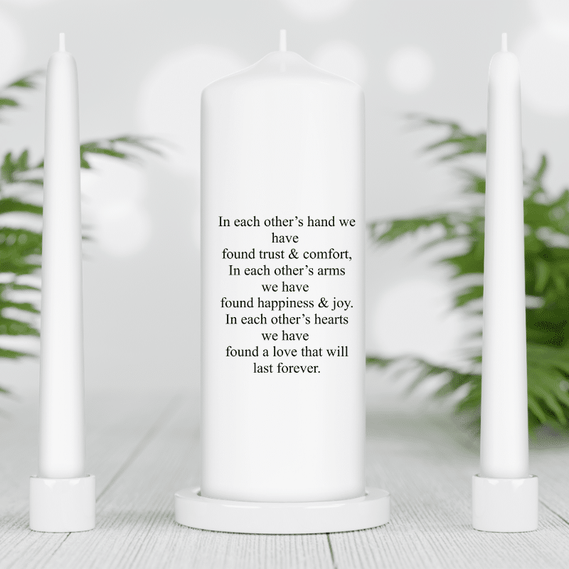 Personalised English Unity Candle Set - Ivory Candles - Image 2