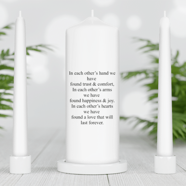 Personalised English Unity Candle Set - Ivory Candles - Image 13