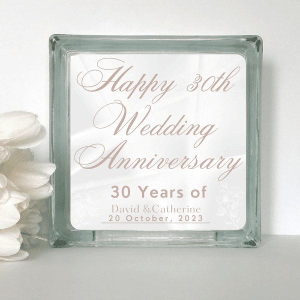Happy 30th Anniversary - Personalised Glass Block