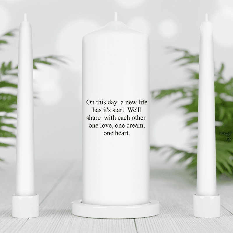 Personalised English Unity Candle Set - White Candles - Image 5