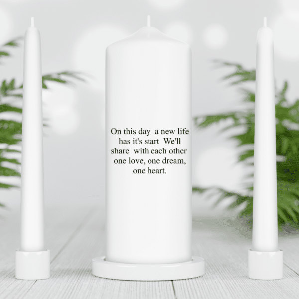Personalised English Unity Candle Set - Ivory Candles - Image 3