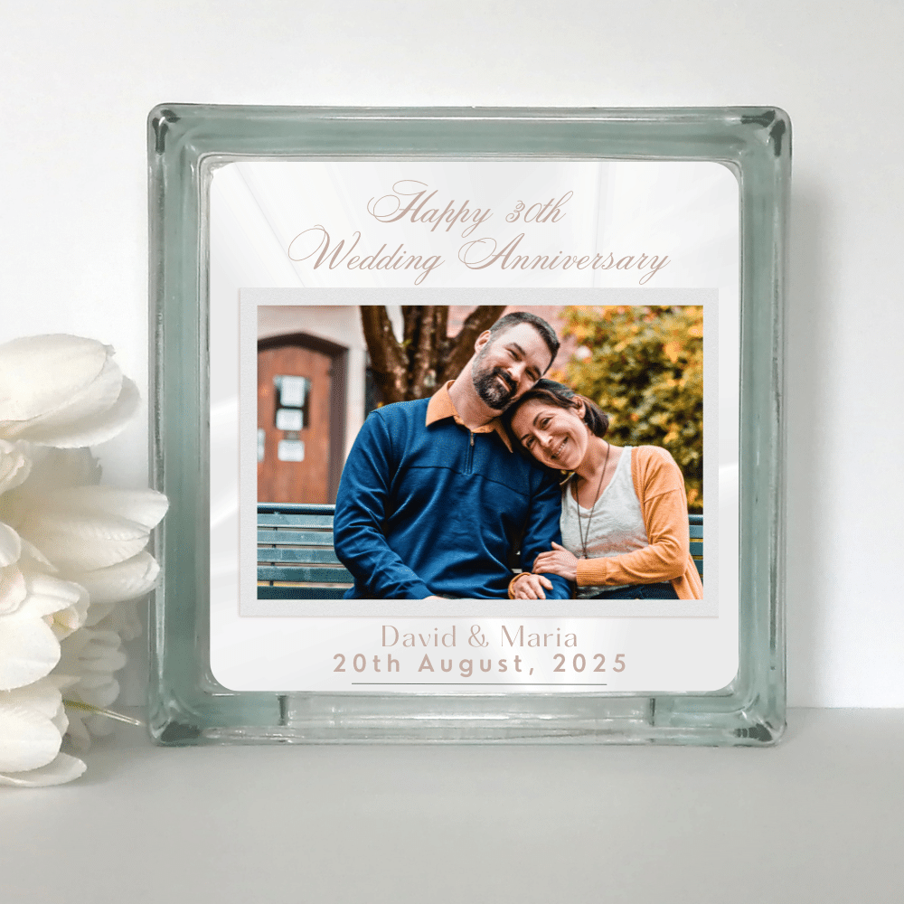 6-3.png Happy 30th Anniversary - Personalised Photo Glass Block - Image 1
