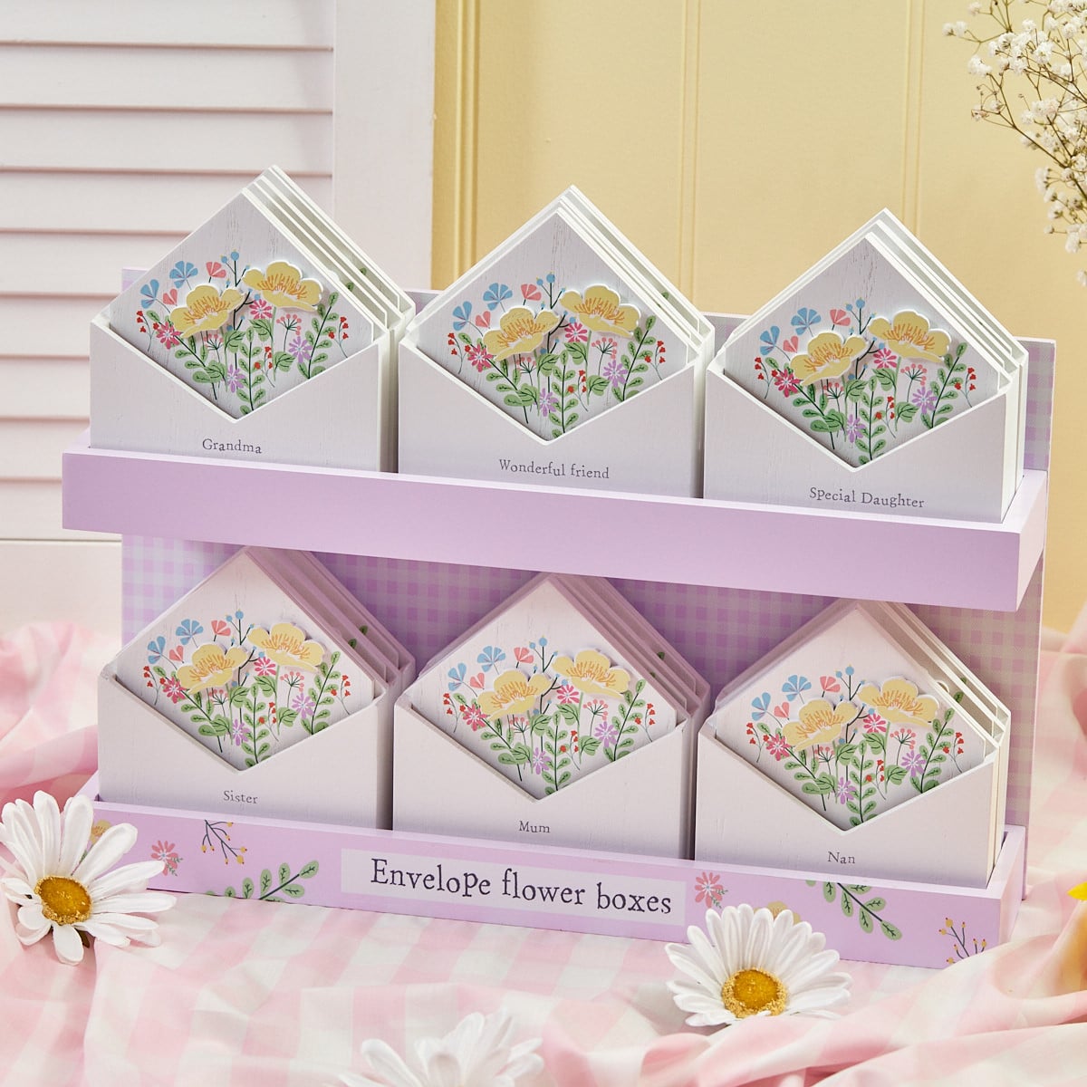 8SF107_1.jpg Floral Wooden Forever Card - Envelope Shape - Image 1