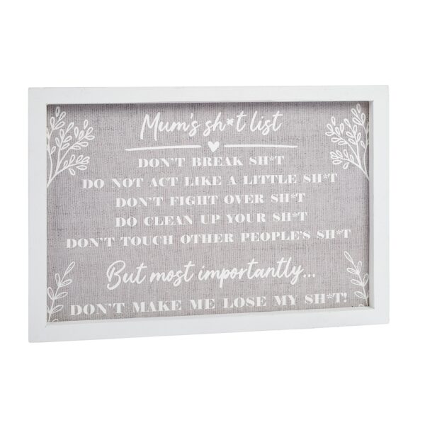 Mum's Shit List - Wooden Frame