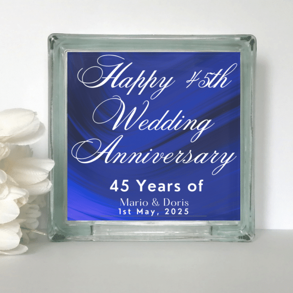 Happy 45th Anniversary - Personalised Glass Block