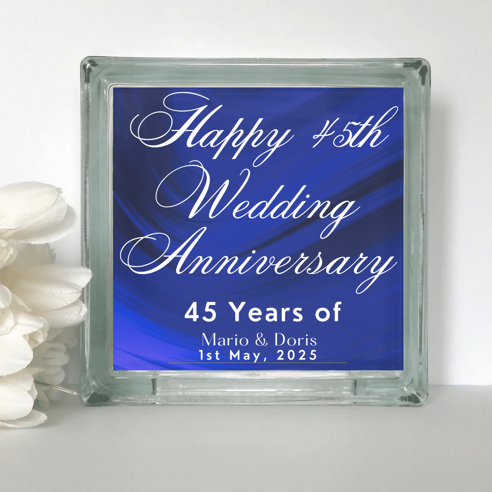 Happy 45th Anniversary - Personalised Glass Block