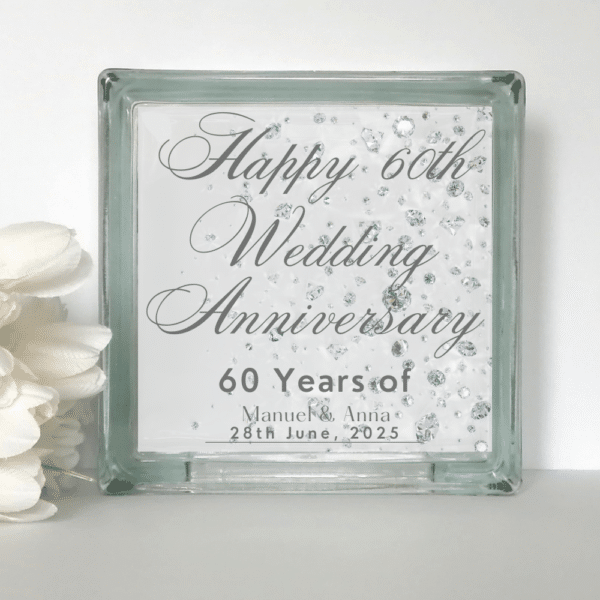 Happy 60th Anniversary - Personalised Glass Block