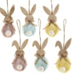 Hanging Wooden Bunny with Furry Tail