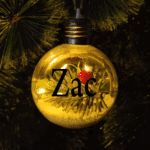 Personalised with Font Name Zac - 8cm Light Up Bauble