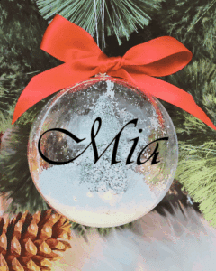 Personalised with Font Name Mia - 10cm Acrylic Bauble